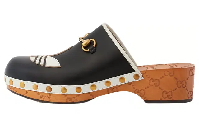 adidas x Gucci Leather Clog Black White