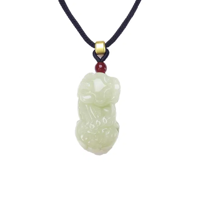 匠锁心玉 招财貔貅 新中式 国潮国风 平安纳福 转运 守护 和田玉 项链 男女同款情侣款 青白玉
