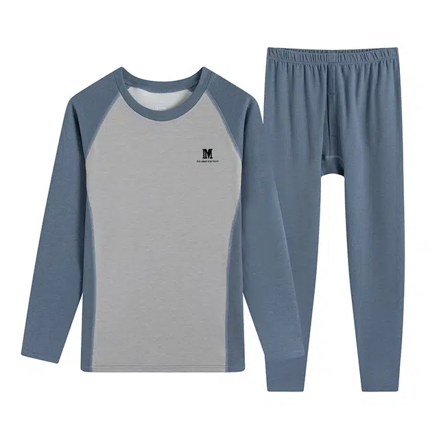 贴身领域 青少年德绒初中高中学生秋衣秋裤棉毛衫内衣保暖套装 男款