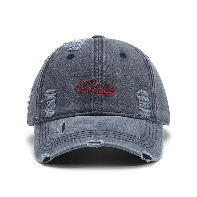 浪莎 户外字母刺绣软顶破洞中性款学院弯檐 棉 鸭舌帽 男女同款情侣款