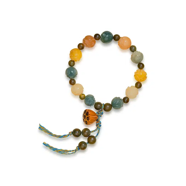 星珍思 有钱花系列 好运莲莲 新中式国风复古雕刻莲花招财进宝转运珠流苏文玩绕指柔手饰 菩提根 手串 女款