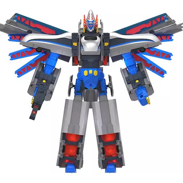 灵动创想 列车超人四合体御天青龙变形机器人 和谐号 成品模型