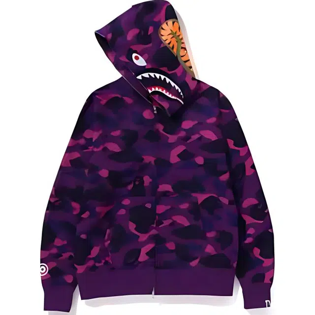 A BATHING APE SS24 Color Camo Shark Full Zip Hoodie