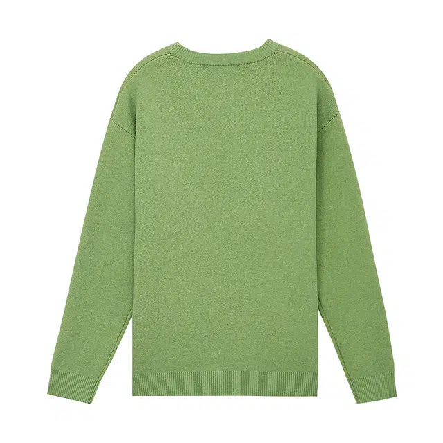 美特斯邦威 简约字母植物花卉提花时尚宽松圆领休闲长袖针织衫 女款