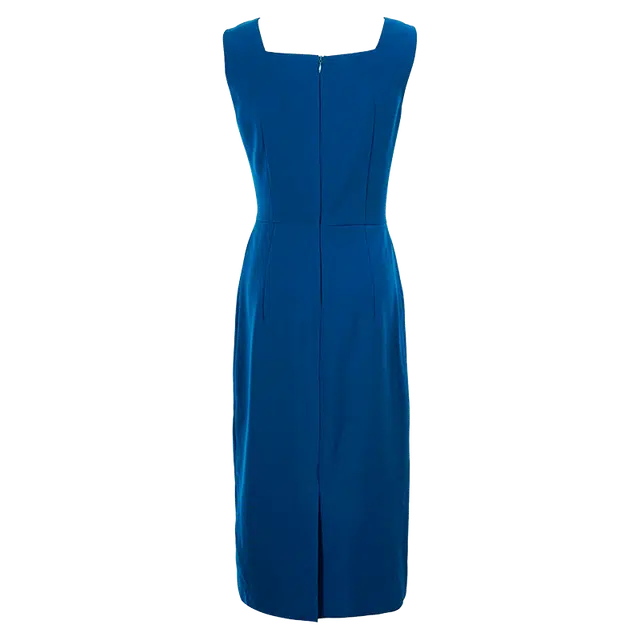 米思阳 纯色方领收腰吊带连衣裙 孔雀蓝