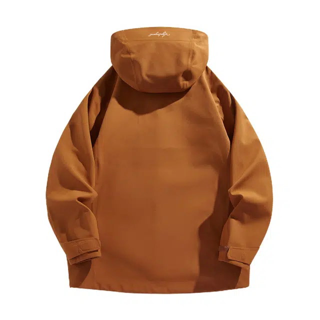 雅鹿  字母印花纯色山系户外徒步大口袋连帽防水防风保暖舒适加绒长袖外套 冲锋衣 男女同款