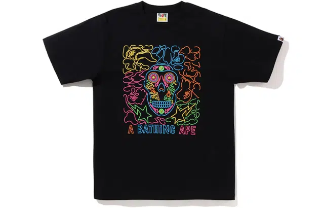 BAPE FW22 Halloween Neon Mexican Skull Tee T