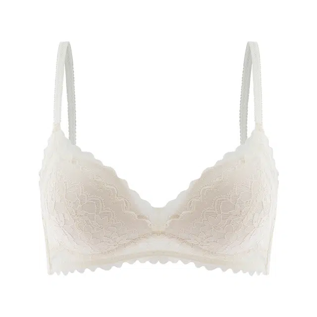 丝之莎 纯色法式三角杯蕾丝边无钢圈性感美背文胸