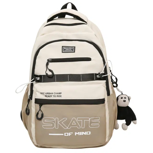 德力熊 大容量 时尚百搭 潮牌旅行 尼龙 双肩包 男女同款情侣款 黑/深蓝/浅蓝/卡其/蓝配黑