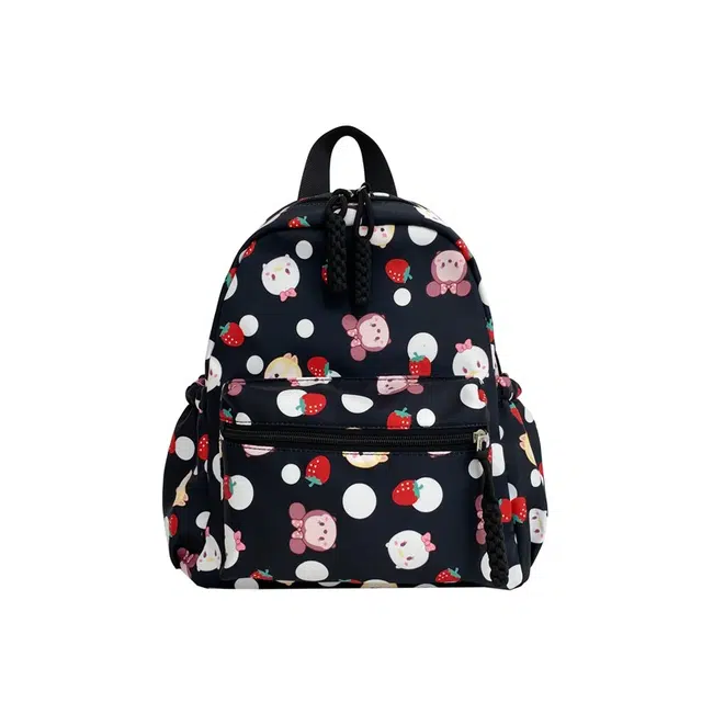 德力熊 卡通可爱 轻便通勤 尼龙布 双肩包 女款 黑/紫/白/粉