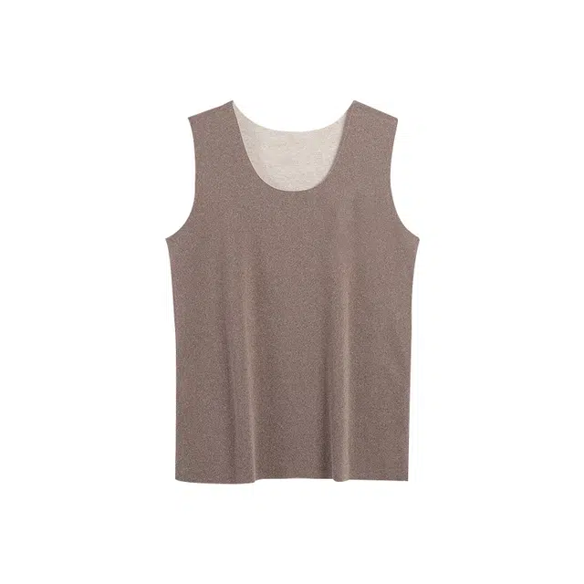 雅鹿 简约亲肤无痕无袖打底内搭双面德绒保暖背心保暖上装 男款