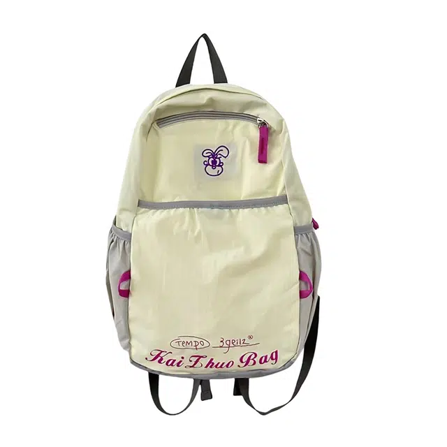 德力熊   尼龙女款多色韩系撞色防水双肩包徒步旅行轻便可收纳