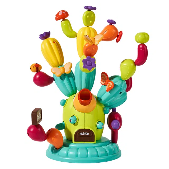 乐乐鱼 百变仙人掌积木 创意磁吸拼插棒 早教益智玩具