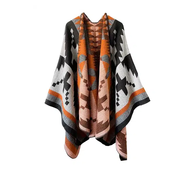 浪莎 有风的地方民族风连帽斗篷云南大理丽江旅游拍照穿搭保暖 披肩 女款