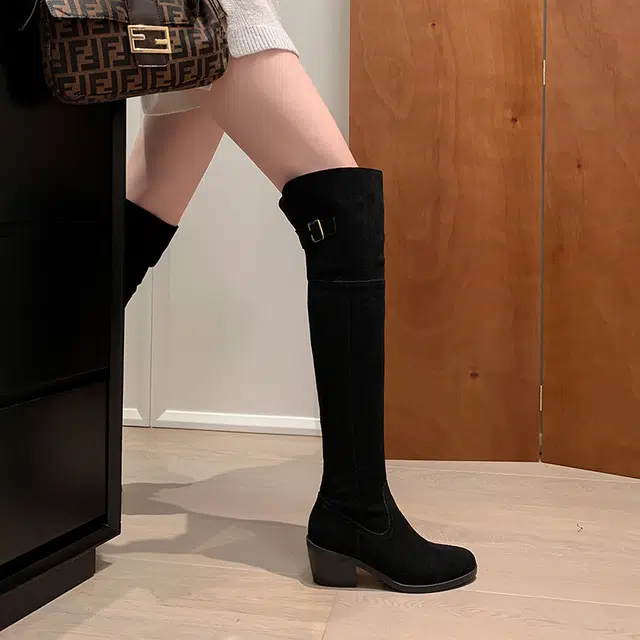 牛反绒 厚底舒适弹力气质时尚潮流 过膝靴 女款