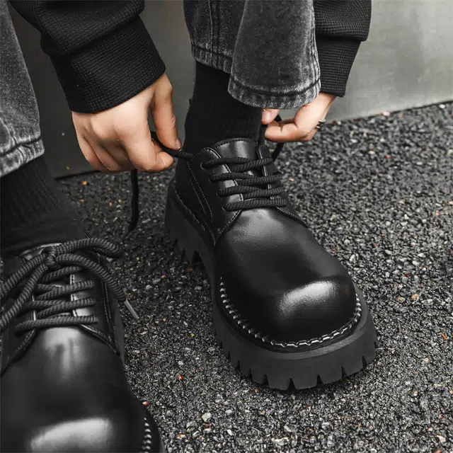 健休 二层牛皮 时尚舒适 简约百搭 休闲鞋 男款 黑色