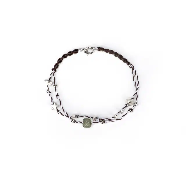 聆听花开 新中式新国风星星编织手绳 小众设计高级感藏式民族风复古做旧气质可调节 铜 合成玉石 手链 女款