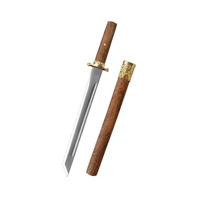天子剑 樱花小唐横刀 鸡翅木鞘材黄铜精雕装具高性能锰钢刀身未开刃摆件 成品模型