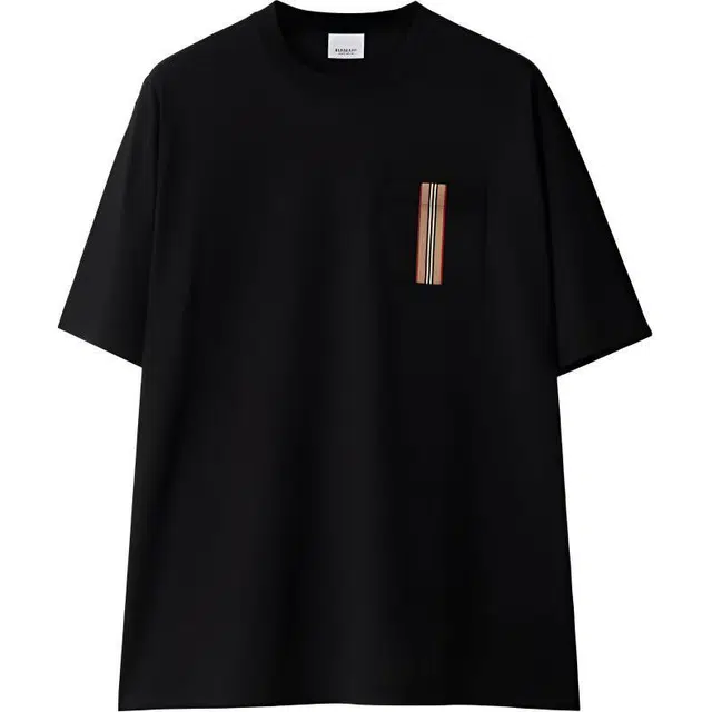Burberry SS24 Striped Applique Crewneck T-Shirt Black