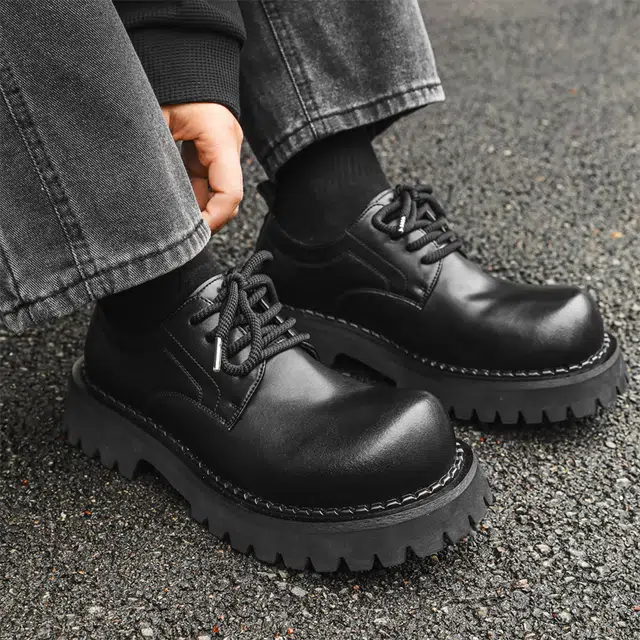 健休 二层牛皮 时尚舒适 简约百搭 休闲鞋 男款 黑色