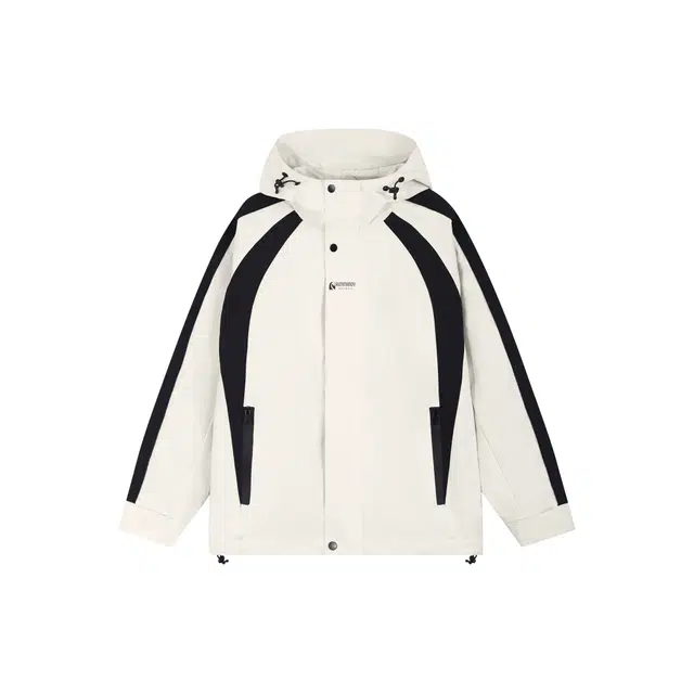 麓蔓蒂 美式复古连帽宽松拉链插肩袖简约舒适夹克外套 女款 象牙白