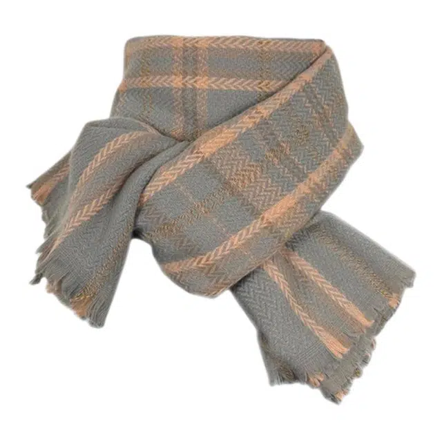 木林森 秋冬季格子日韩甜美风保暖披肩仿羊绒 绒线围巾 男女同款情侣款