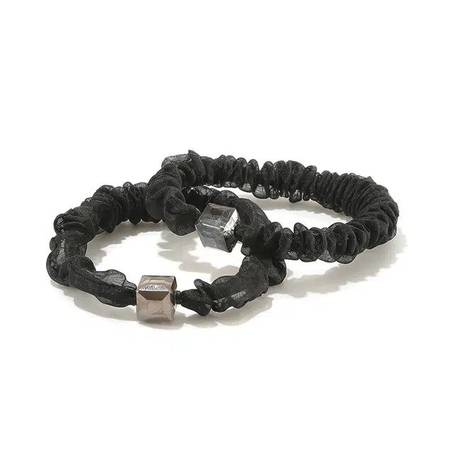 如花梦 网纱小方钻发绳 超仙高弹力扎头发日常通勤高马尾皮筋 欧根纱 发圈 女款