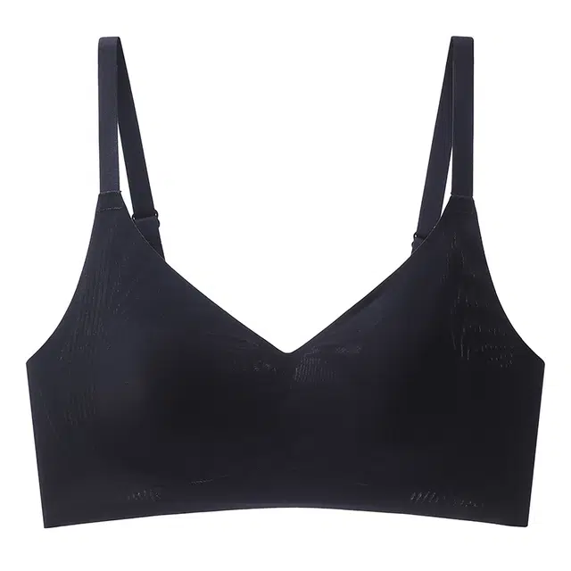 浪莎 青春大胸显小无痕聚拢软支撑无钢圈收副乳美背胸罩文胸 女款 黑色