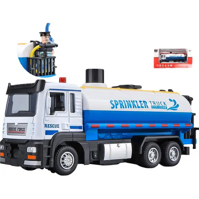 卡威 喷水车合金环卫扫地车汽车玩具车 道路清扫车 洒水车 扫路车 成品模型