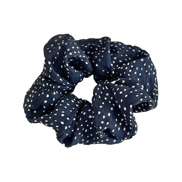 水中玉 韩式简约蓝色波点大肠发圈高级感时尚扎头发绳头饰皮筋 发圈发绳 女款