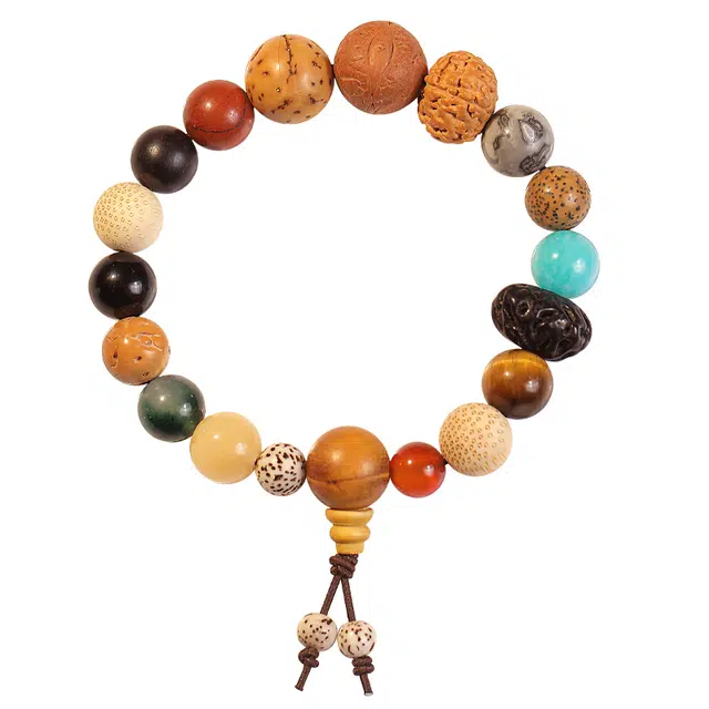 月印百川 十八籽古风转运念珠手把件 新中式国潮设计文玩 招财纳福复古民族风手饰 凤眼菩提 手串 男女同款情侣款 礼盒装