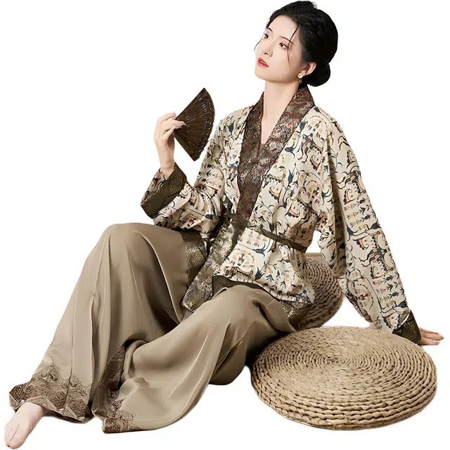 织造司 云祉古典气质华丽收腰绣花金光熠熠精致汉服 女款 咖色