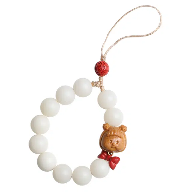 月印百川 甜美可爱风蝴蝶结丸子头钥匙扣 新中式国潮复古文艺挂件 小众精致 菩提根 其他菩提类 男女同款情侣款