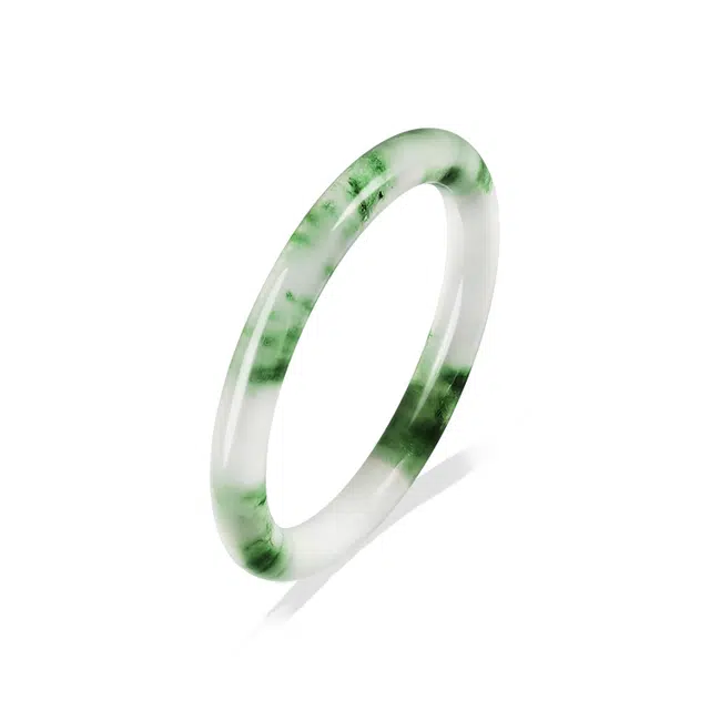 重庆金店 细圆飘雪 女神专属透亮古风国风冰透淡绿色新中式 周年纪念物 琉璃 玉石手镯 男女同款情侣款