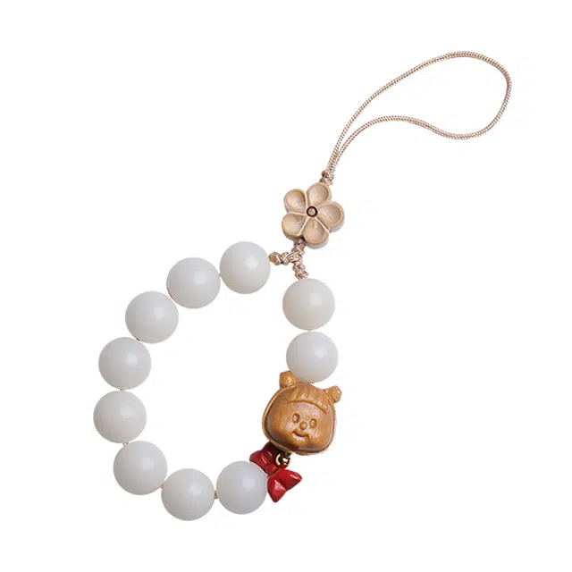 月印百川 可爱搞怪丸子头钥匙扣 新中式古风国潮设计文玩 手机壳挂坠 小众挂包饰品 菩提根 挂件 男女同款情侣款