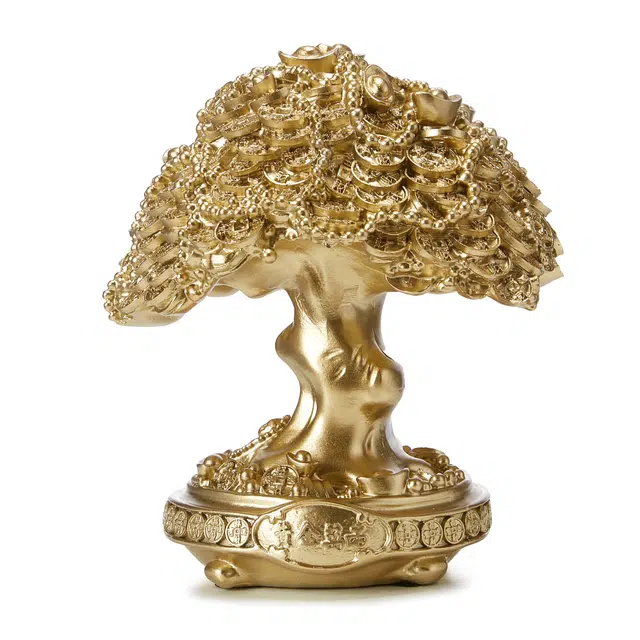 钵提 招财树 摇钱树工艺品创意金铜币盆栽树  潮流衍生品