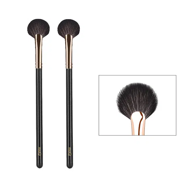 魅丝蔻 【旅行季】鎏金扁头无痕粉底刷 刷毛柔软服帖 取粉均匀 两支装 旅行出带便携