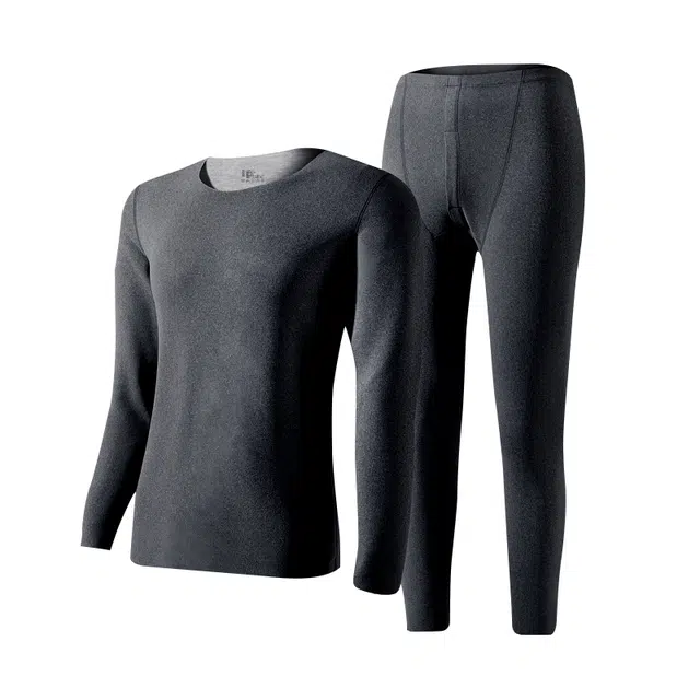 雅鹿 舒适无痕加绒贴身打底秋衣秋裤保暖套装 男