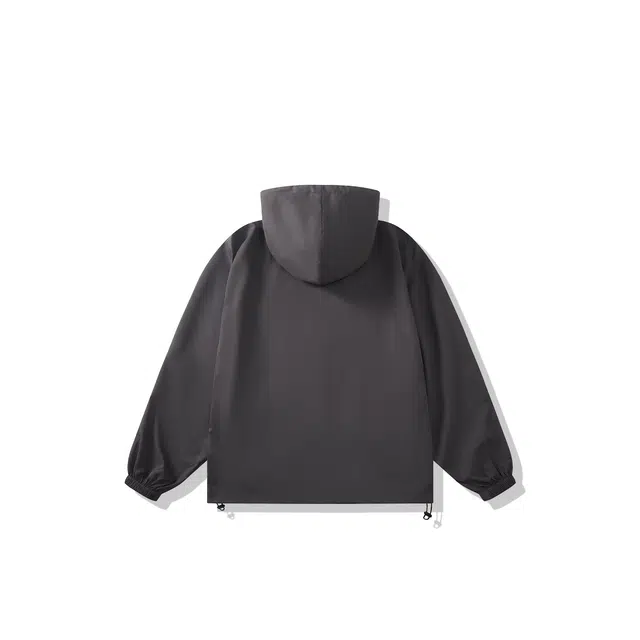 我是大卫 美式运动宽松百搭短款风衣港风工装大口袋连帽夹克外套 通用 深灰色