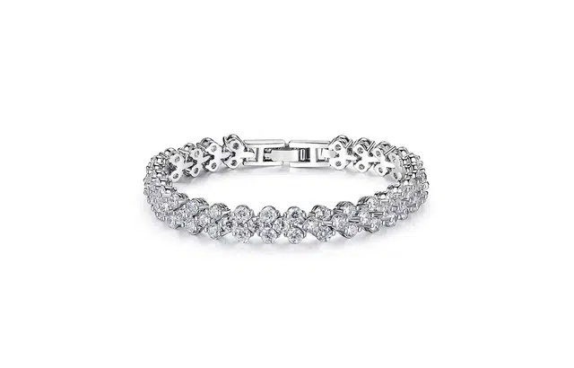 尚银福 罗马满钻 冷淡风中性简约小众设计高级感 立体璀璨圆锆日常百搭手饰 合金 手链 女