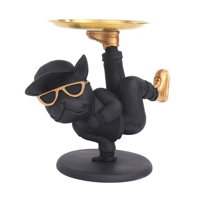 钵提 创意斗牛犬狗摆件钥匙收纳托盘办公室客厅玄关桌面家居方便简约耐用  潮流衍生品