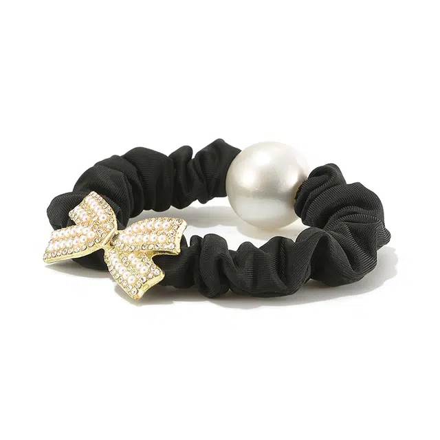 如花梦 韩系气质满钻蝴蝶结珍珠发饰发绳 简约不伤发扎头发皮筋头绳 日常通勤百搭大肠发圈 女