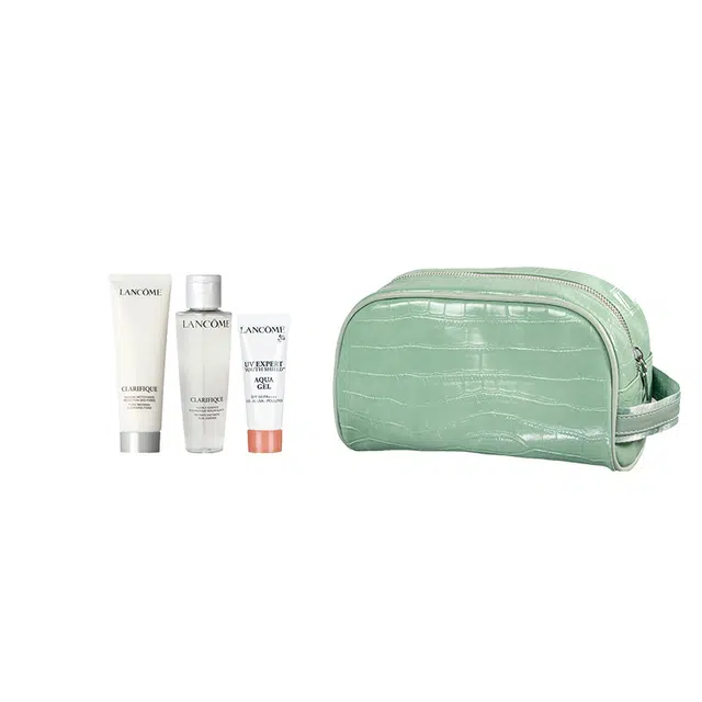 兰蔻 全新极光水面霜洁面套装 细腻毛孔 保湿改善暗沉 薄荷绿化妆包 小样版