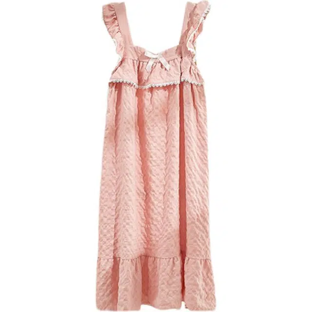 雅鹿 吊带背心裙薄款甜美舒适可外穿家居服短袖夏季睡裙 女