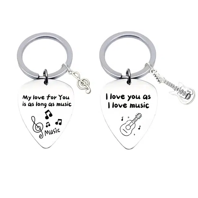 一点潮玩 不锈钢吉他 创意挂牌 小众钥匙链包包钥匙扣 谷圈挂件