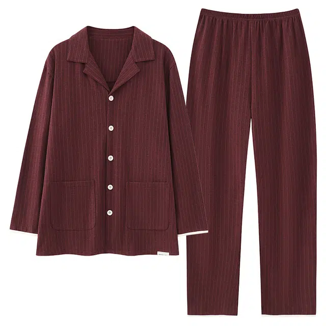 莫代尔 抗菌轻盈柔软细腻微弹亲肤耐磨吸湿排汗舒适长袖长裤居家休闲可外穿睡衣套装 男 图色