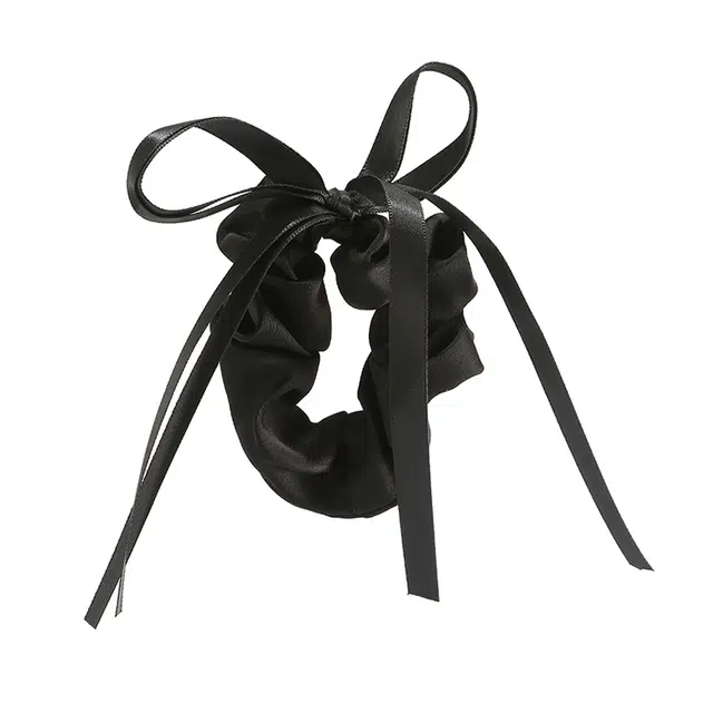 如花梦 在逃公主锻面蝴蝶结大肠 丝光奶油仙女风高弹力 法式浪漫飘带 布艺 头绳 女