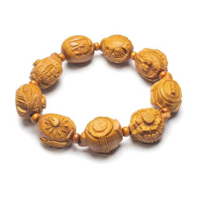 周帝王 精工雕刻八宝茶壶文玩核雕纳福招财转运珠盘玩小众国风新中式 橄榄核 手串 通用