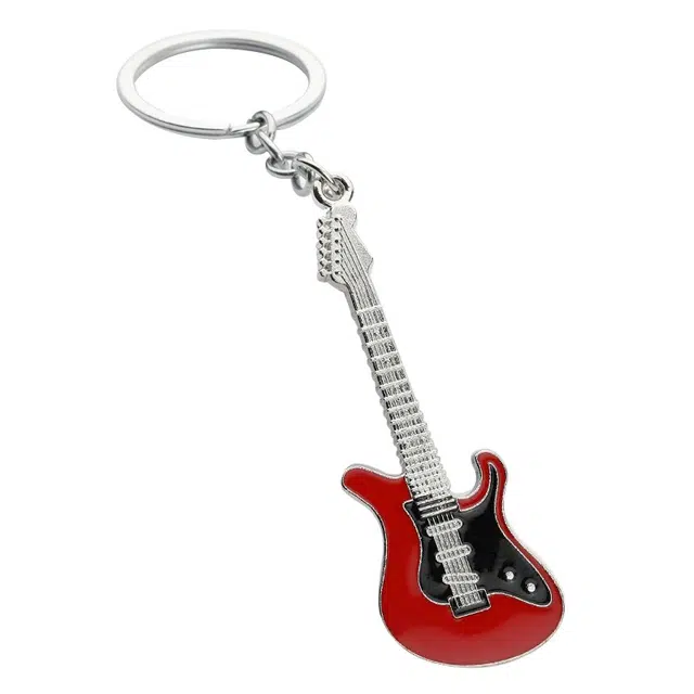 一点潮玩 金属吉他模型挂件 卡通音乐乐器钥匙扣 谷圈挂件