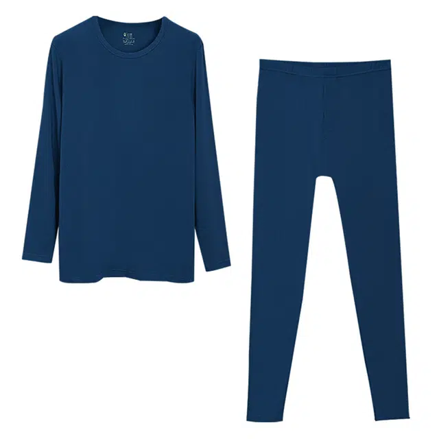 红豆 圆领简约舒适长袖上衣松紧腰长裤保暖套装 男